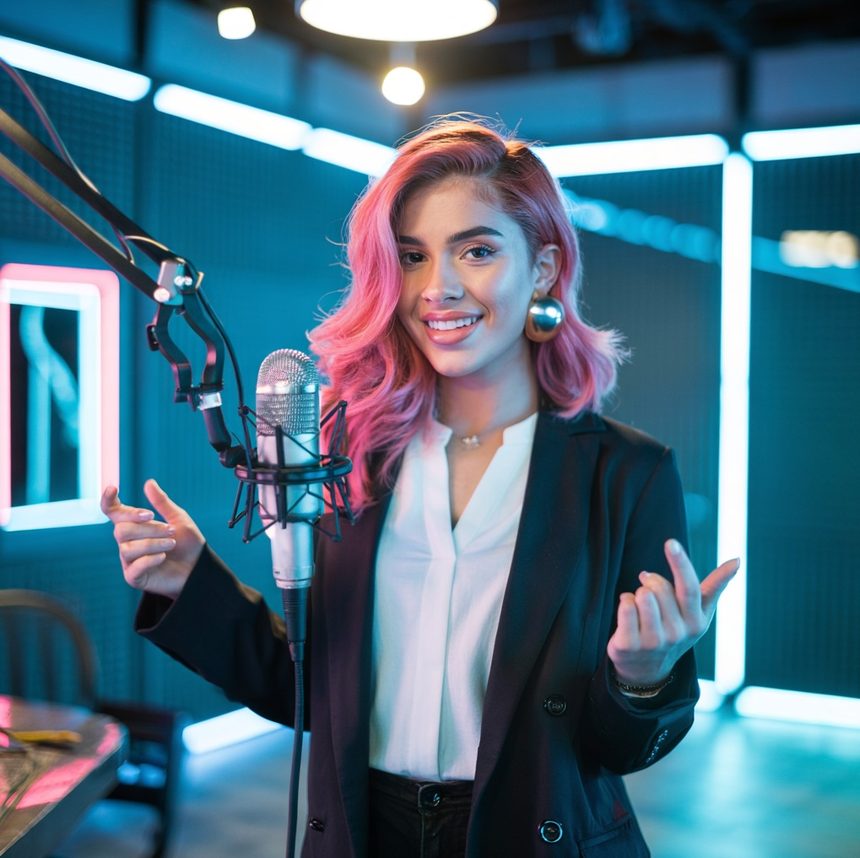 Radio presenter in a studio